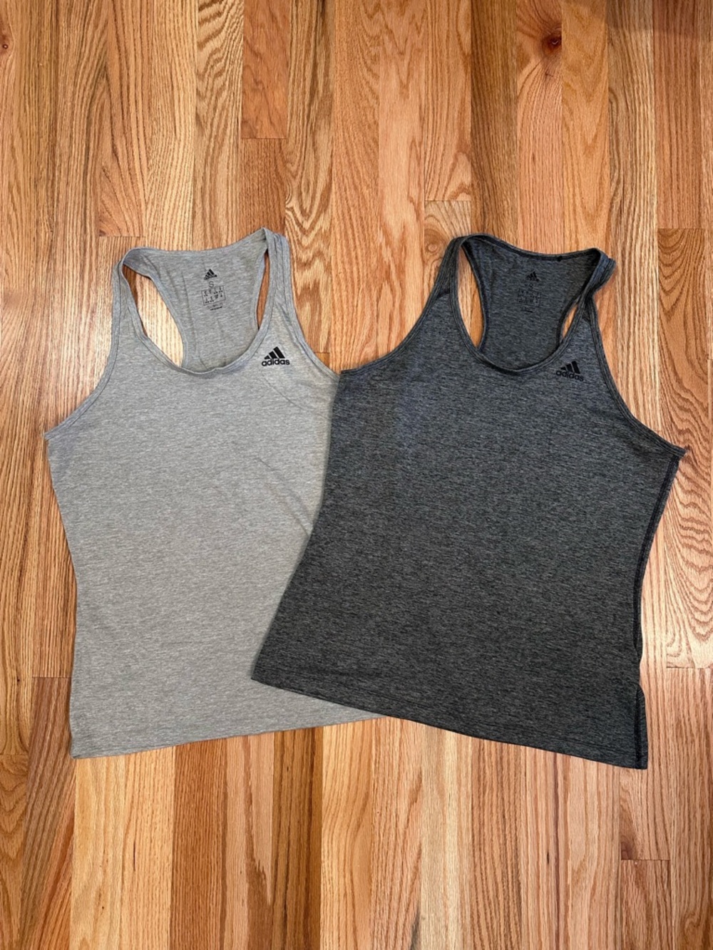 Adidas Climalite Racerback Tank Top Women's S, Set of 2 - Light & Charcoal Grey